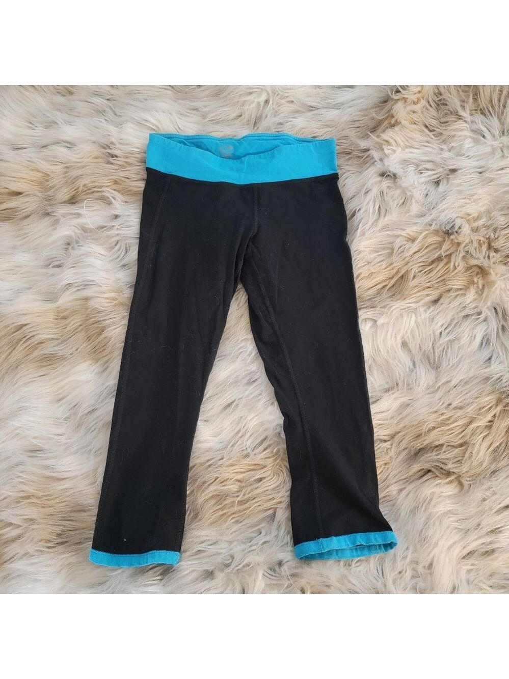 Champion Athletic Capri Pants Black Blue Trim